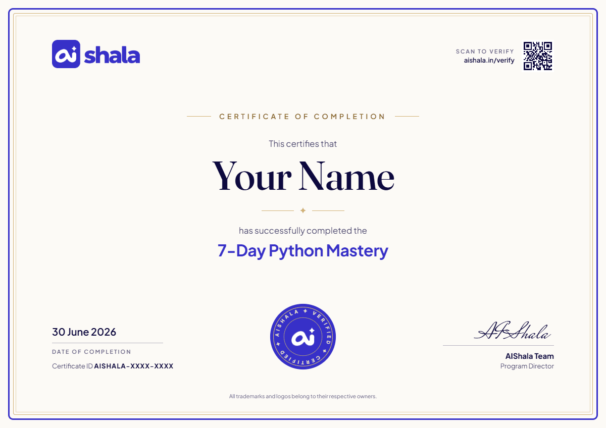 An AIshala certificate of completion